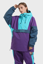 Women's Black & White Baggy Kangaroo Pocket Waterproof Ski Anorak Snowboard Anoraks