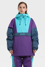 Women's White & Black Baggy Kangaroo Pocket Waterproof Ski Anorak Snowboard Anoraks