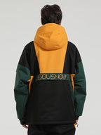 Men's White & Black Baggy Kangaroo Pocket Waterproof Ski Anorak Snowboard Anoraks