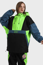 Women's Black & White Baggy Kangaroo Pocket Waterproof Ski Anorak Snowboard Anoraks