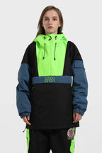 Women's Black & White Baggy Kangaroo Pocket Waterproof Ski Anorak Snowboard Anoraks
