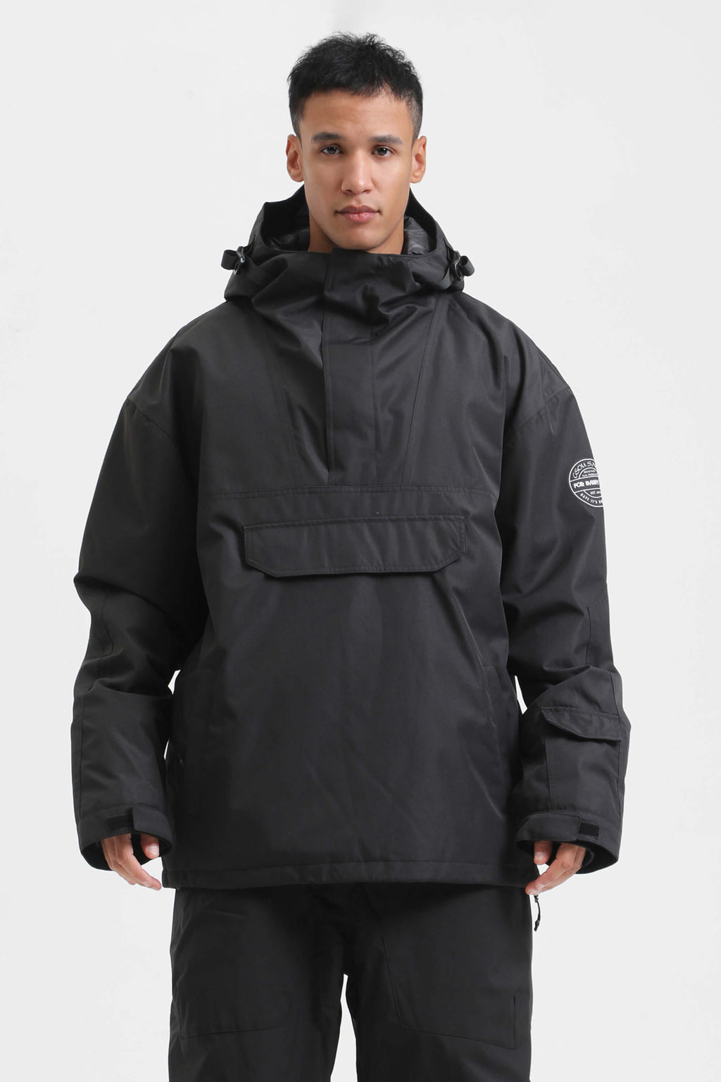 Men's Rust & Black Insulated Color-Block Ski Anorak Snow Anoraks