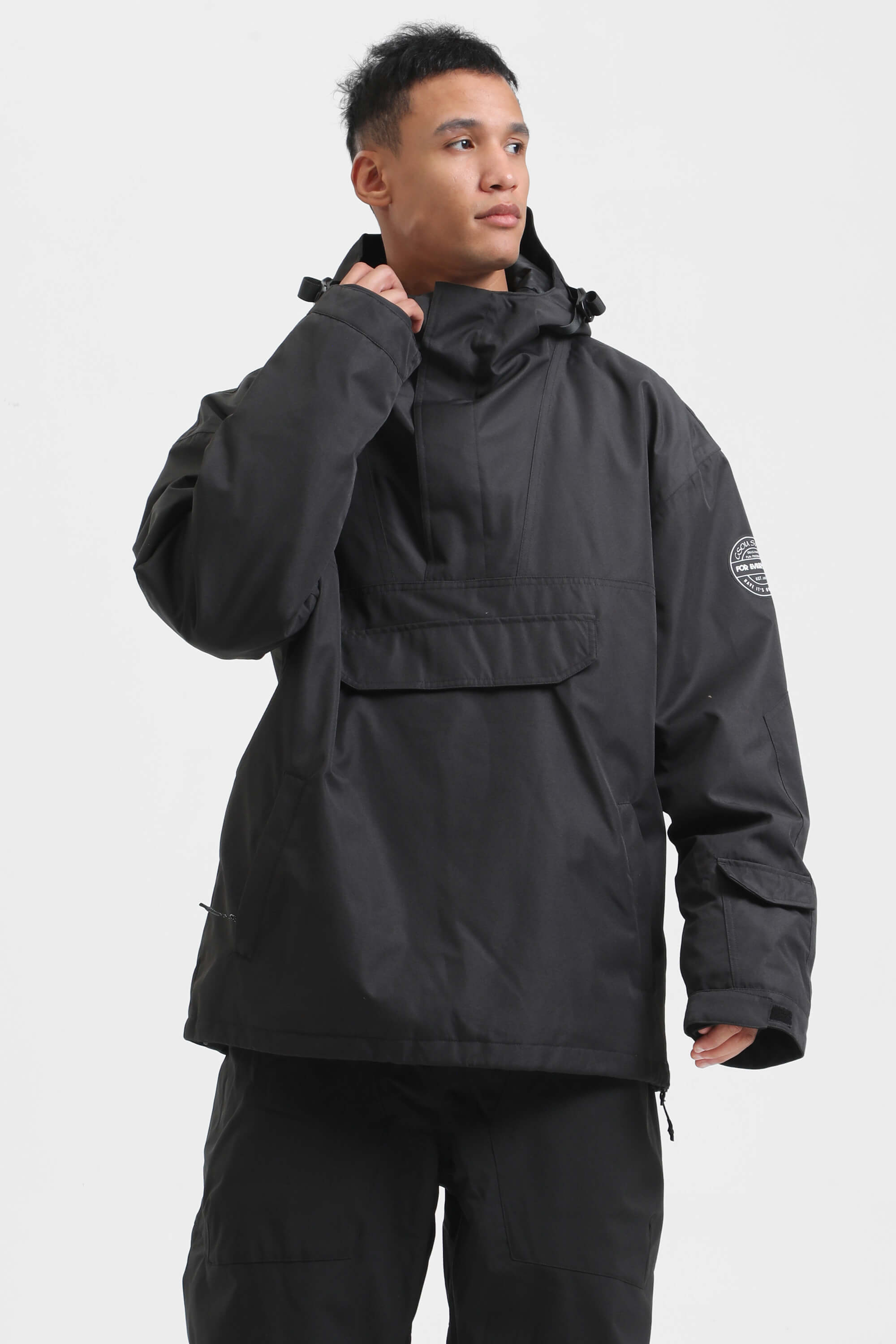 Men's Rust & Black Insulated Color-Block Ski Anorak Snow Anoraks