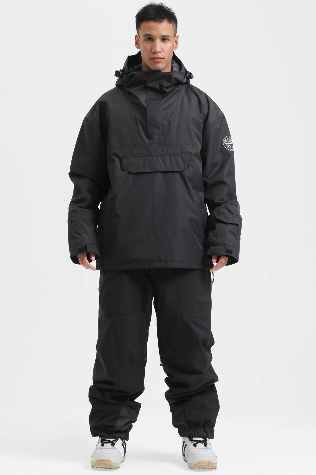 Men's Rust & Black Insulated Color-Block Ski Anorak Snow Anoraks