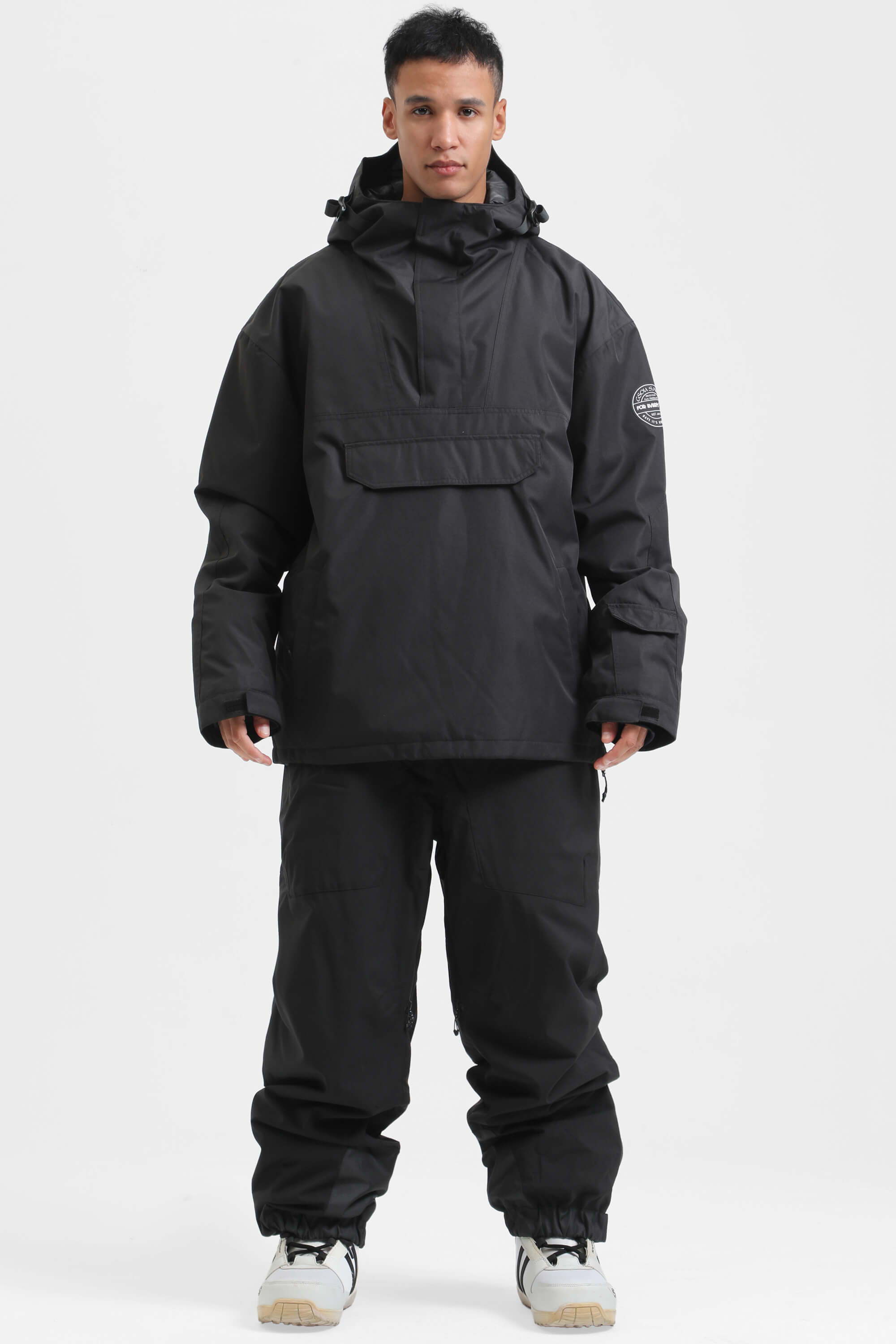 Men's Rust & Black Insulated Color-Block Ski Anorak Snow Anoraks