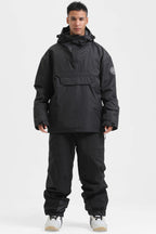 Men's Black Insulated Color-Block Ski Anorak Snow Anoraks
