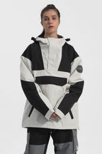 Women's Black Camo Insulated Color-Block Ski Anorak Snow Anoraks