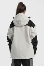 Women's Black Camo Insulated Color-Block Ski Anorak Snow Anoraks