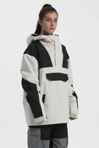 Women's Black Camo Insulated Color-Block Ski Anorak Snow Anoraks