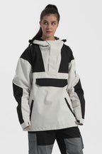 Women's Black Camo Insulated Color-Block Ski Anorak Snow Anoraks