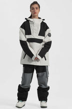 Women's Orange & Blue Insulated Color-Block Ski Anorak Snow Anoraks