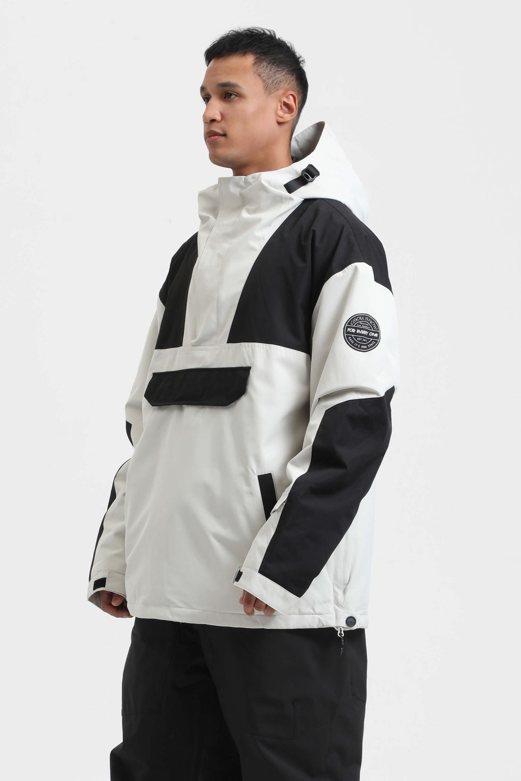 Men's Rust & Black Insulated Color-Block Ski Anorak Snow Anoraks
