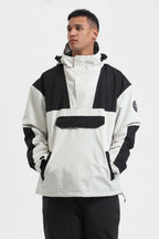 Men's Rust & Black Insulated Color-Block Ski Anorak Snow Anoraks