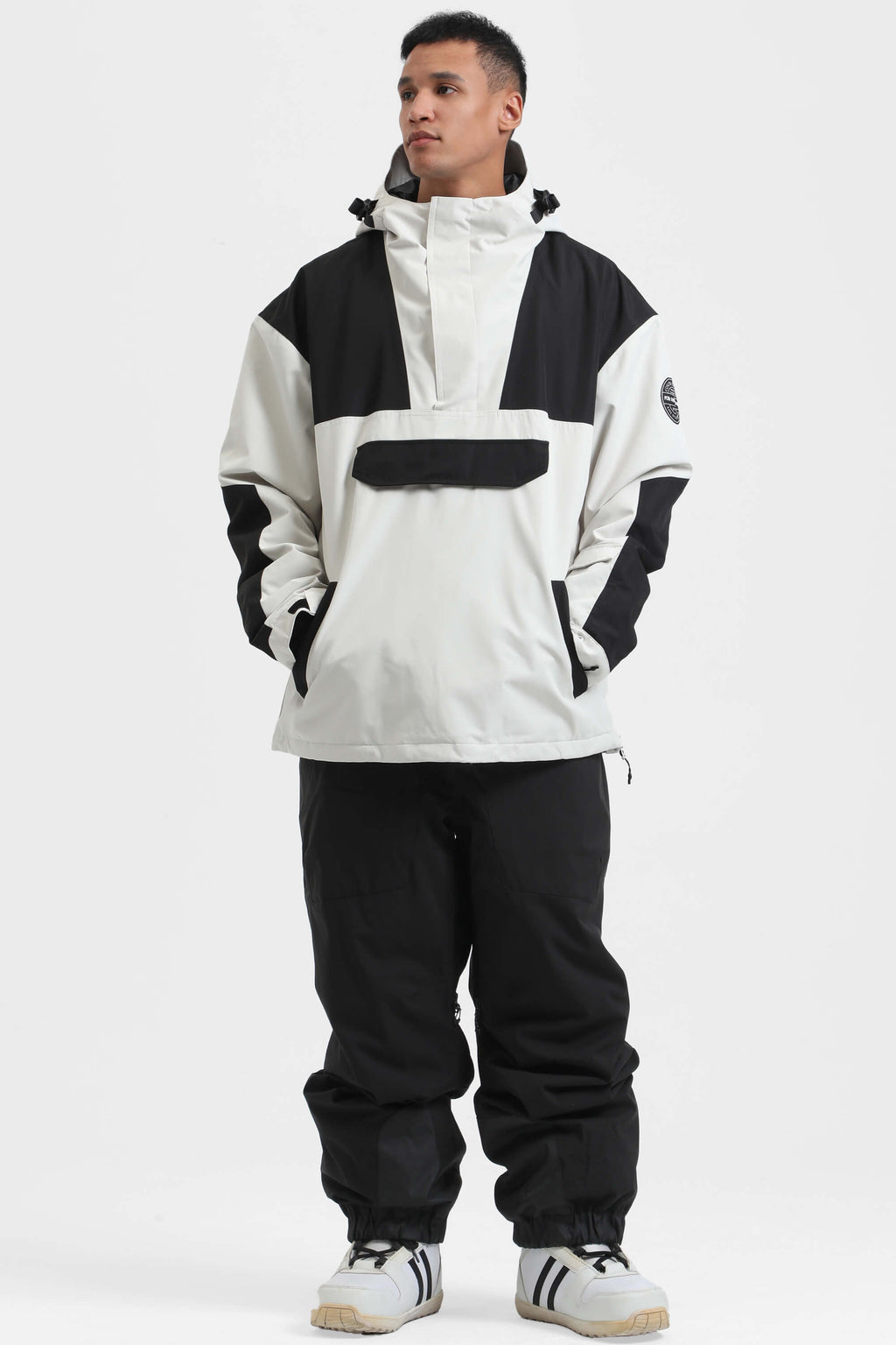 Men's Rust & Black Insulated Color-Block Ski Anorak Snow Anoraks