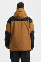 Men's Brown & Black Insulated Color-Block Ski Anorak Snow Anoraks