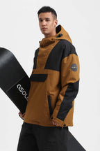 Men's Black Insulated Color-Block Ski Anorak Snow Anoraks