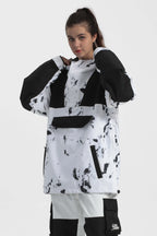 Women's Black Camo Insulated Color-Block Ski Anorak Snow Anoraks