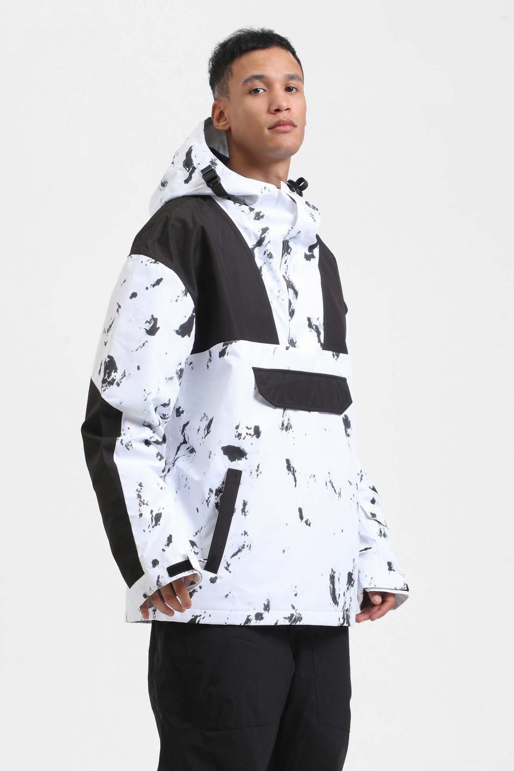 Men's Rust & Black Insulated Color-Block Ski Anorak Snow Anoraks