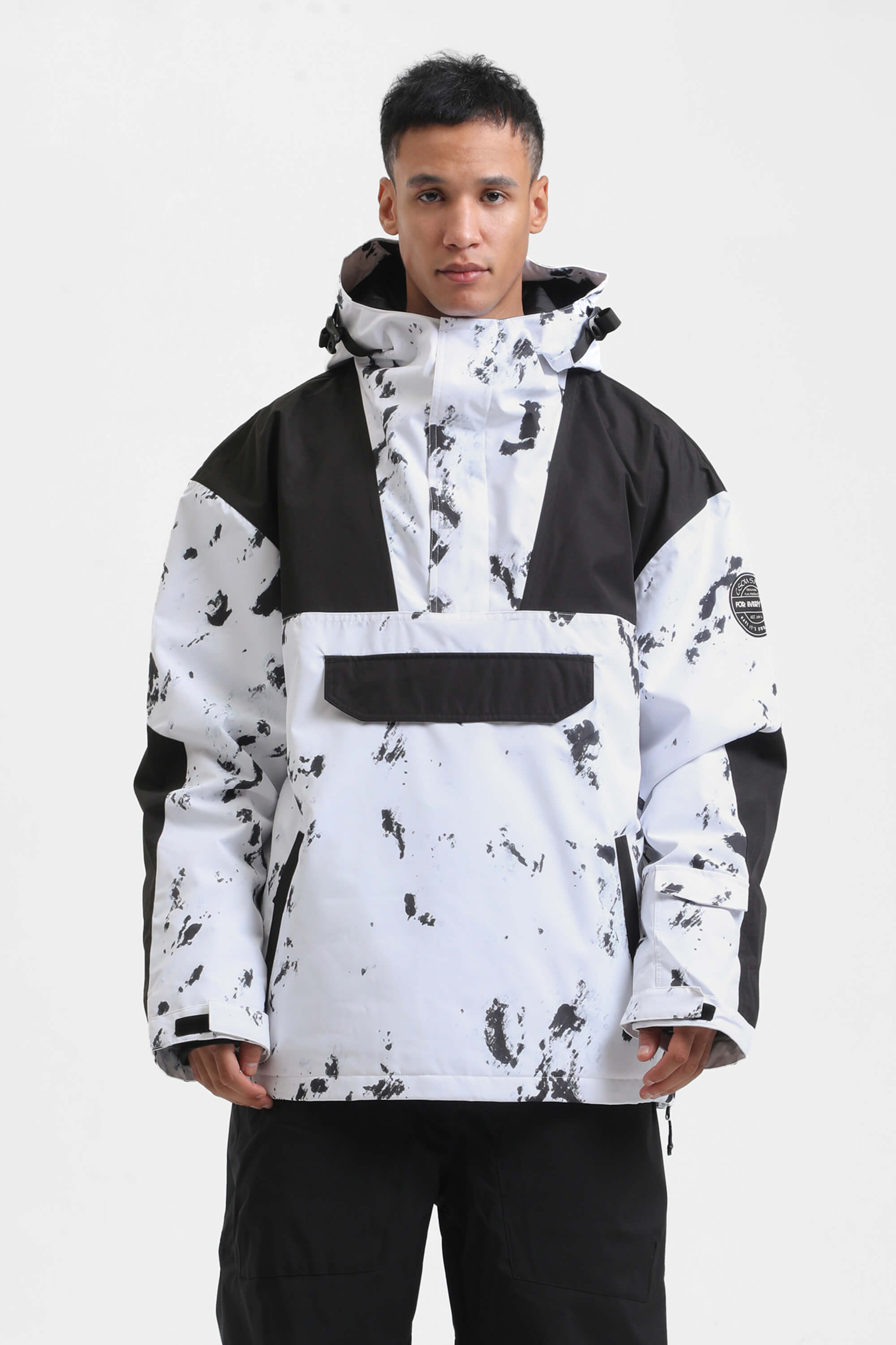 Men's Rust & Black Insulated Color-Block Ski Anorak Snow Anoraks
