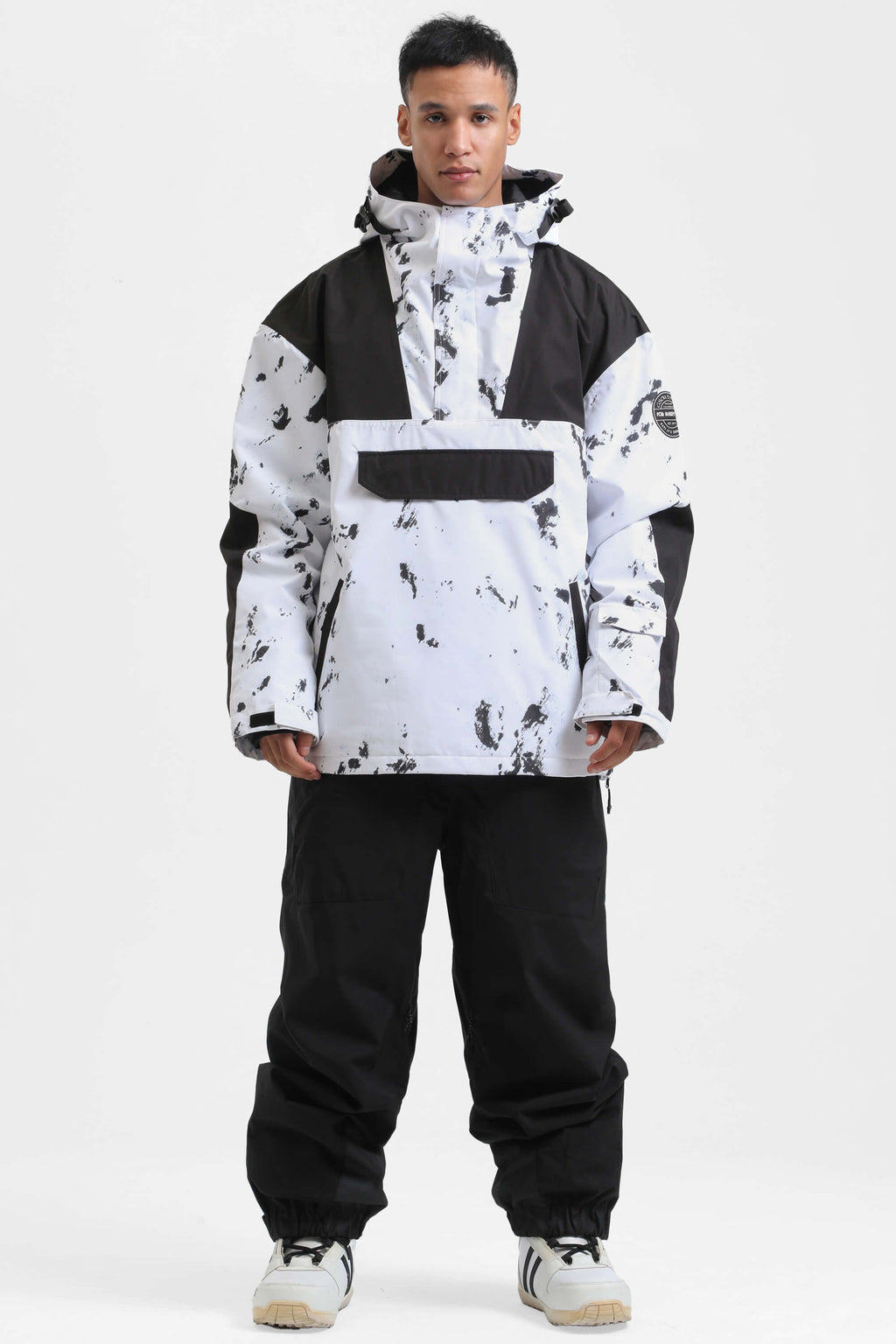 Men's Ink Dot Insulated Color-Block Ski Anorak Snow Anoraks