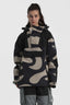 Women's Black Camo Insulated Color-Block Ski Anorak Snow Anoraks