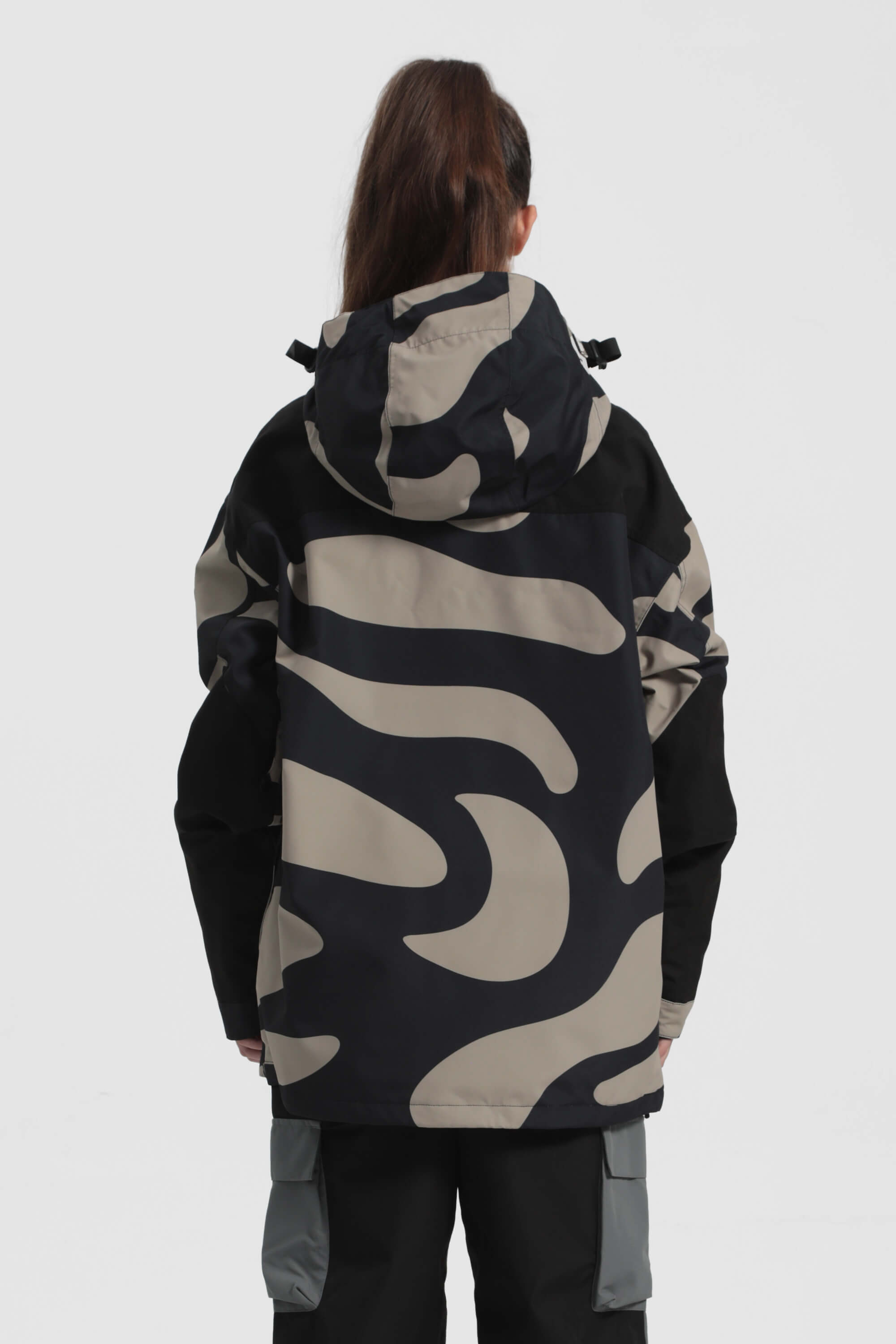 Women's Black Camo Insulated Color-Block Ski Anorak Snow Anoraks Secondary image