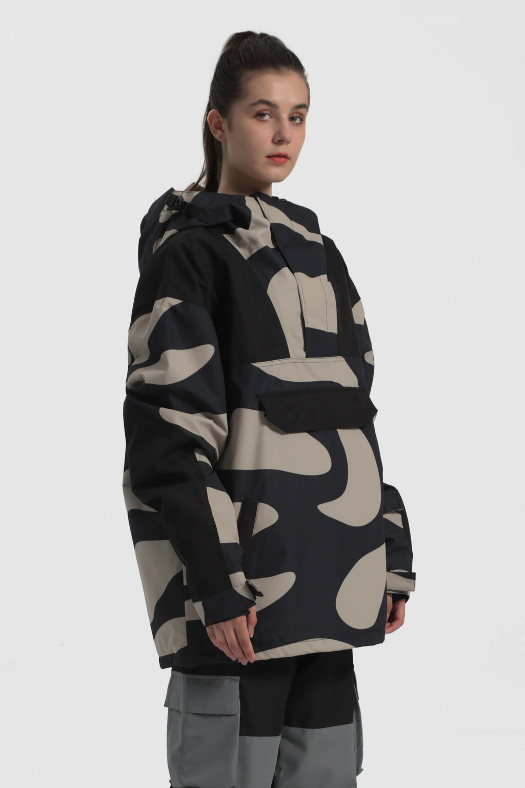 Women's Ink Dot Insulated Color-Block Ski Anorak Snow Anoraks