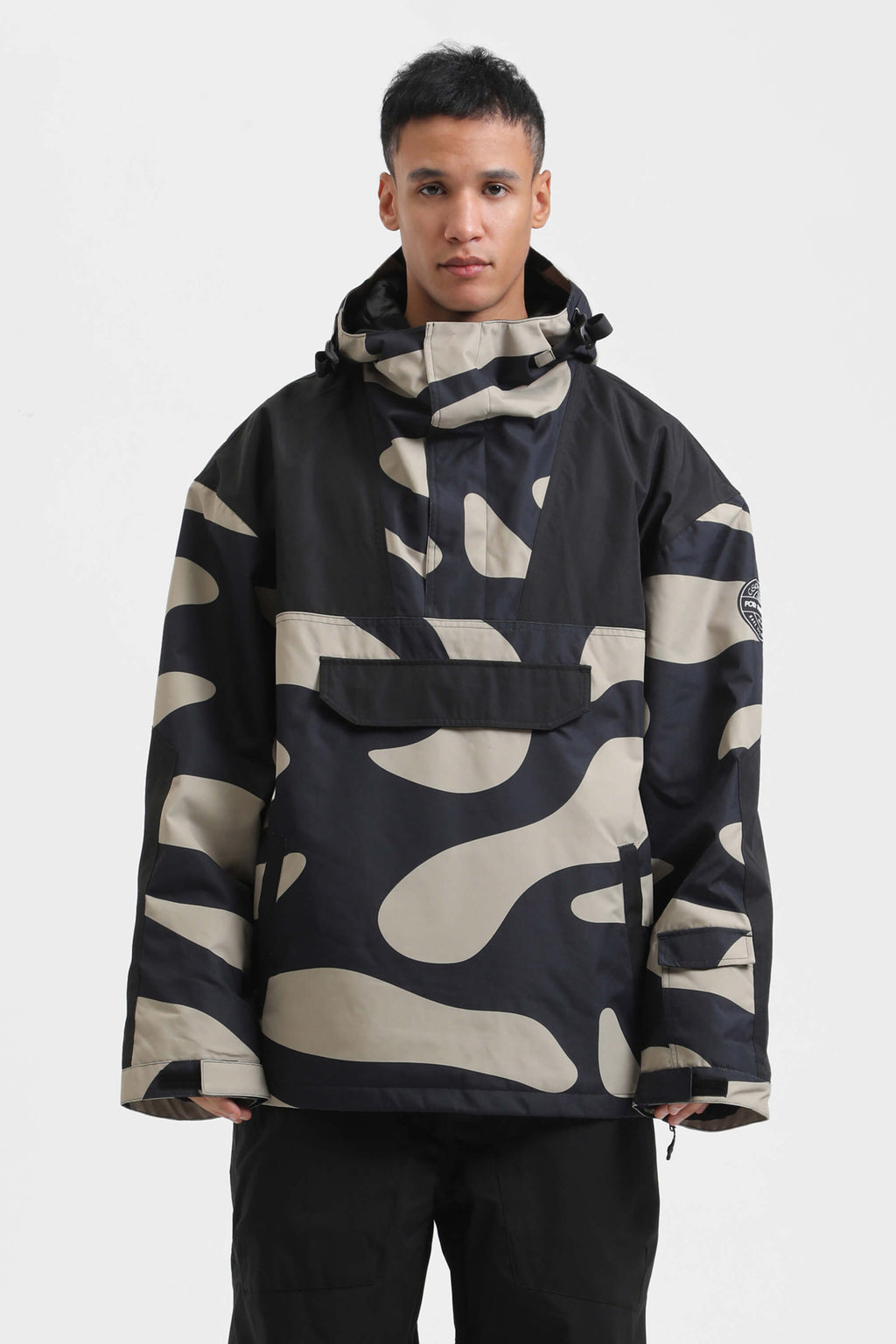 Men's Ink Dot Insulated Color-Block Ski Anorak Snow Anoraks