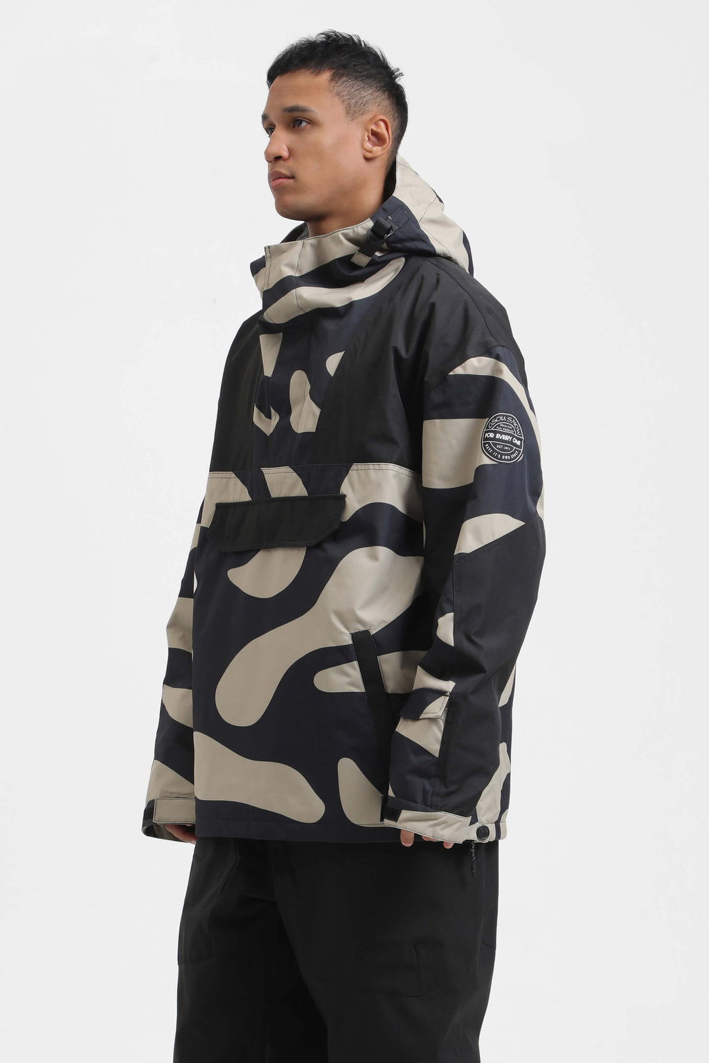 Men's Rust & Black Insulated Color-Block Ski Anorak Snow Anoraks