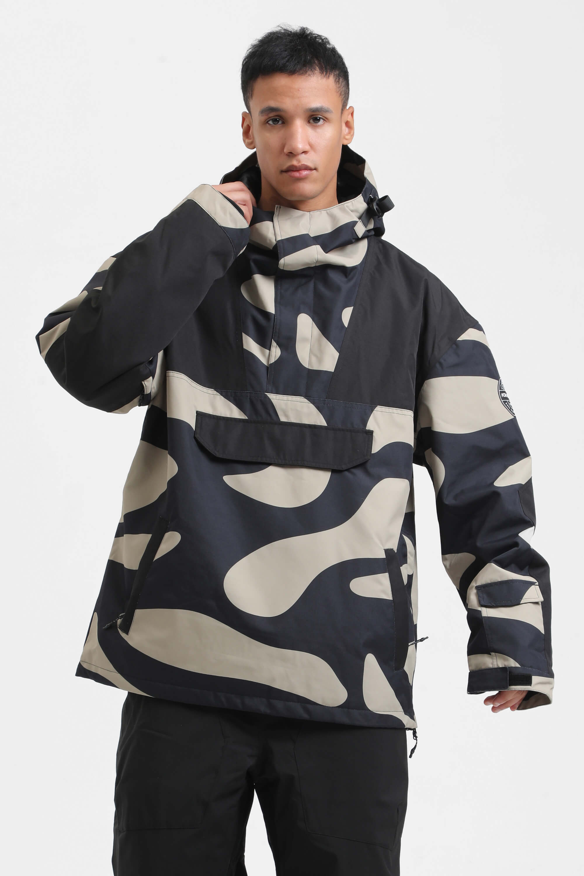 Men's Rust & Black Insulated Color-Block Ski Anorak Snow Anoraks
