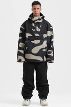 Men's Black Insulated Color-Block Ski Anorak Snow Anoraks
