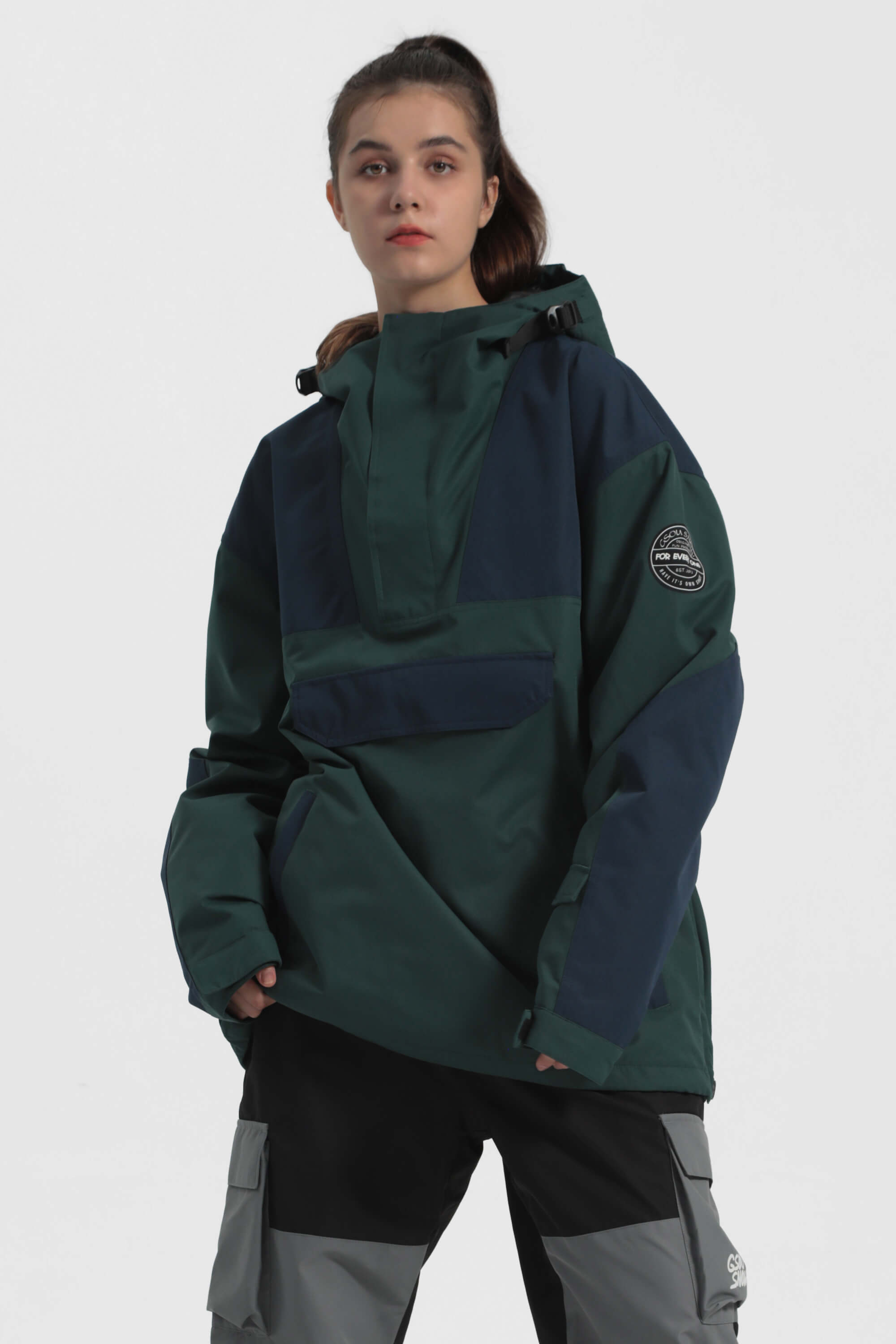 Women's Green & Blue Insulated Color-Block Ski Anorak Snow Anoraks Main image