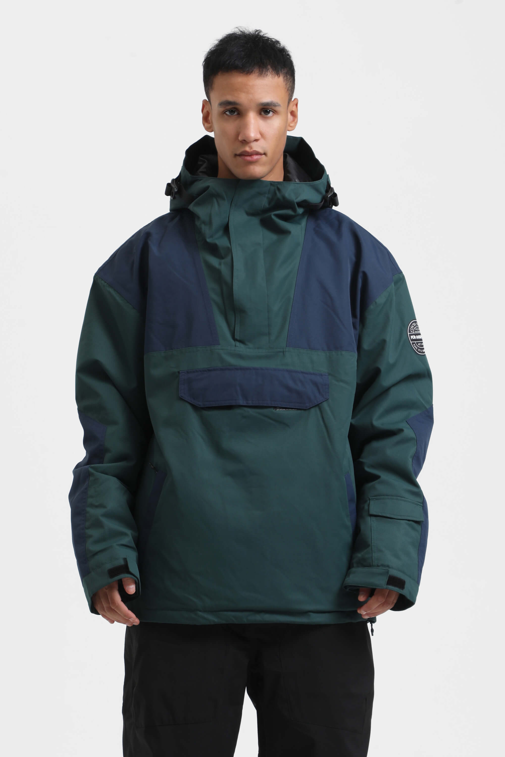 Men's Green & Blue Insulated Color-Block Ski Anorak Snow Anoraks Main image