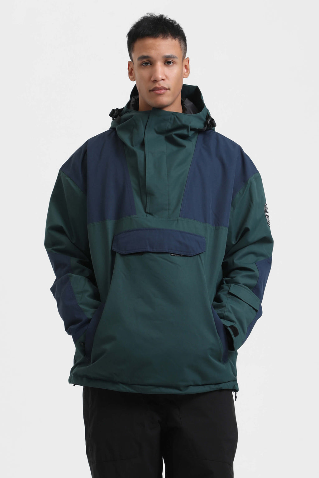 Men's Rust & Black Insulated Color-Block Ski Anorak Snow Anoraks