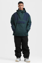 Men's Rust & Black Insulated Color-Block Ski Anorak Snow Anoraks