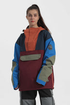 Women's Black Camo Insulated Color-Block Ski Anorak Snow Anoraks