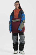 Women's Ivory & Black Insulated Color-Block Ski Anorak Snow Anoraks