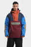 Men's Orange & Blue Insulated Color-Block Ski Anorak Snow Anoraks