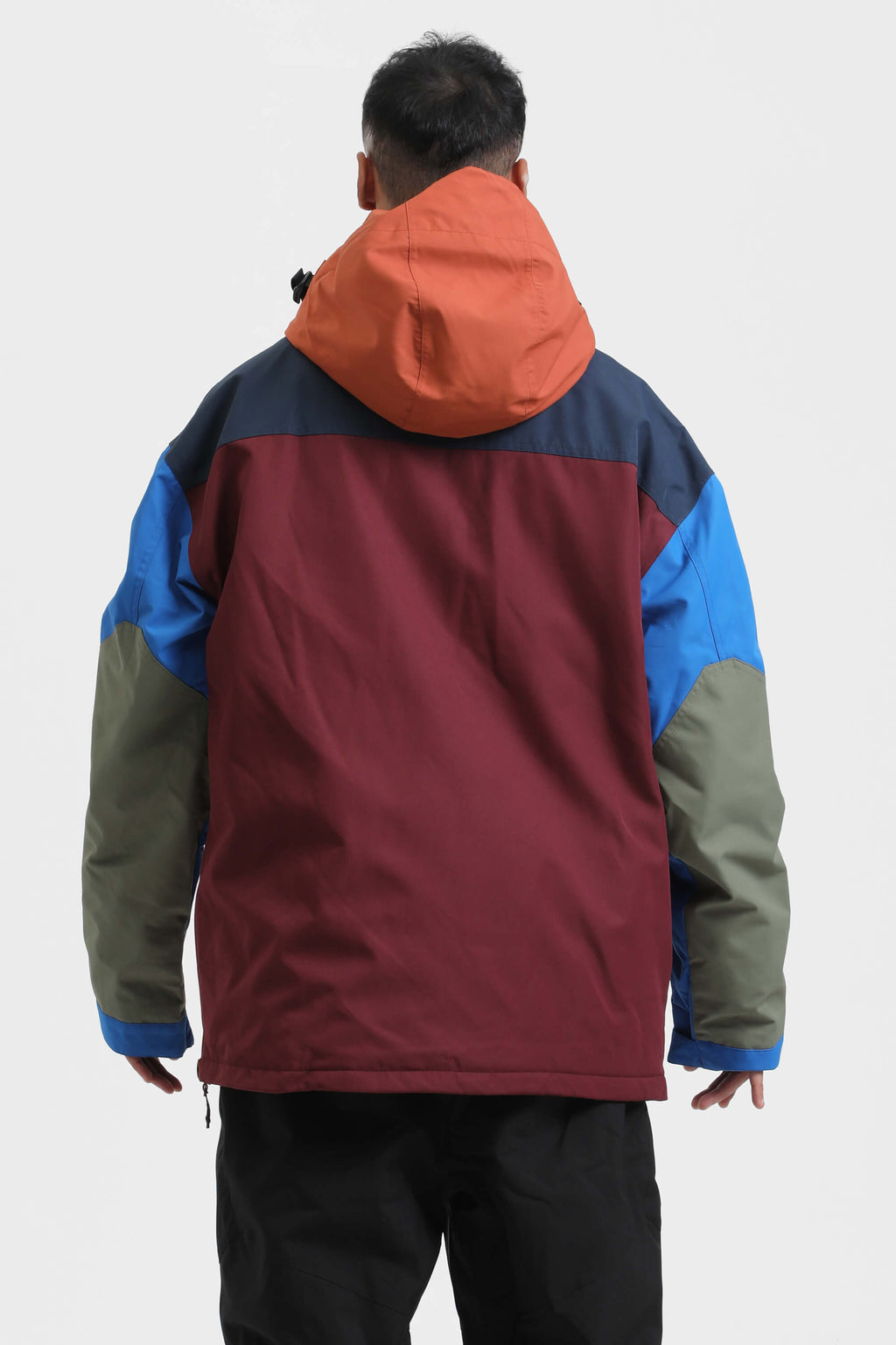 Men's Rust & Black Insulated Color-Block Ski Anorak Snow Anoraks