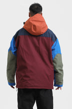 Men's Rust & Black Insulated Color-Block Ski Anorak Snow Anoraks