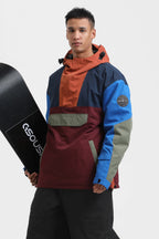 Men's Rust & Black Insulated Color-Block Ski Anorak Snow Anoraks