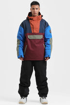 Men's Rust & Black Insulated Color-Block Ski Anorak Snow Anoraks
