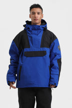 Men's Black Insulated Color-Block Ski Anorak Snow Anoraks