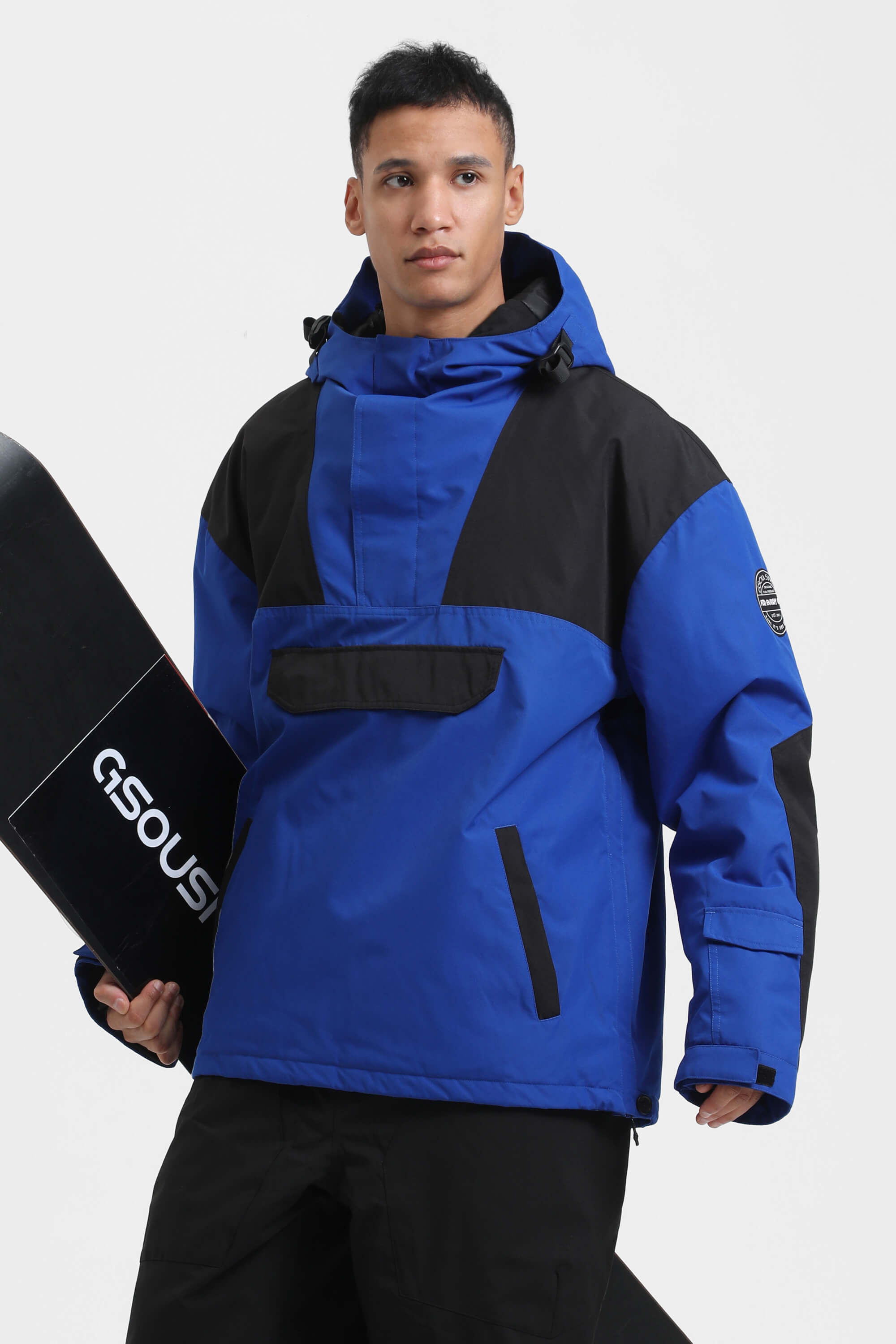 Men's Blue & Black Insulated Color-Block Ski Anorak Snow Anoraks Main image