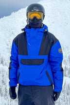 Men's Black Insulated Color-Block Ski Anorak Snow Anoraks