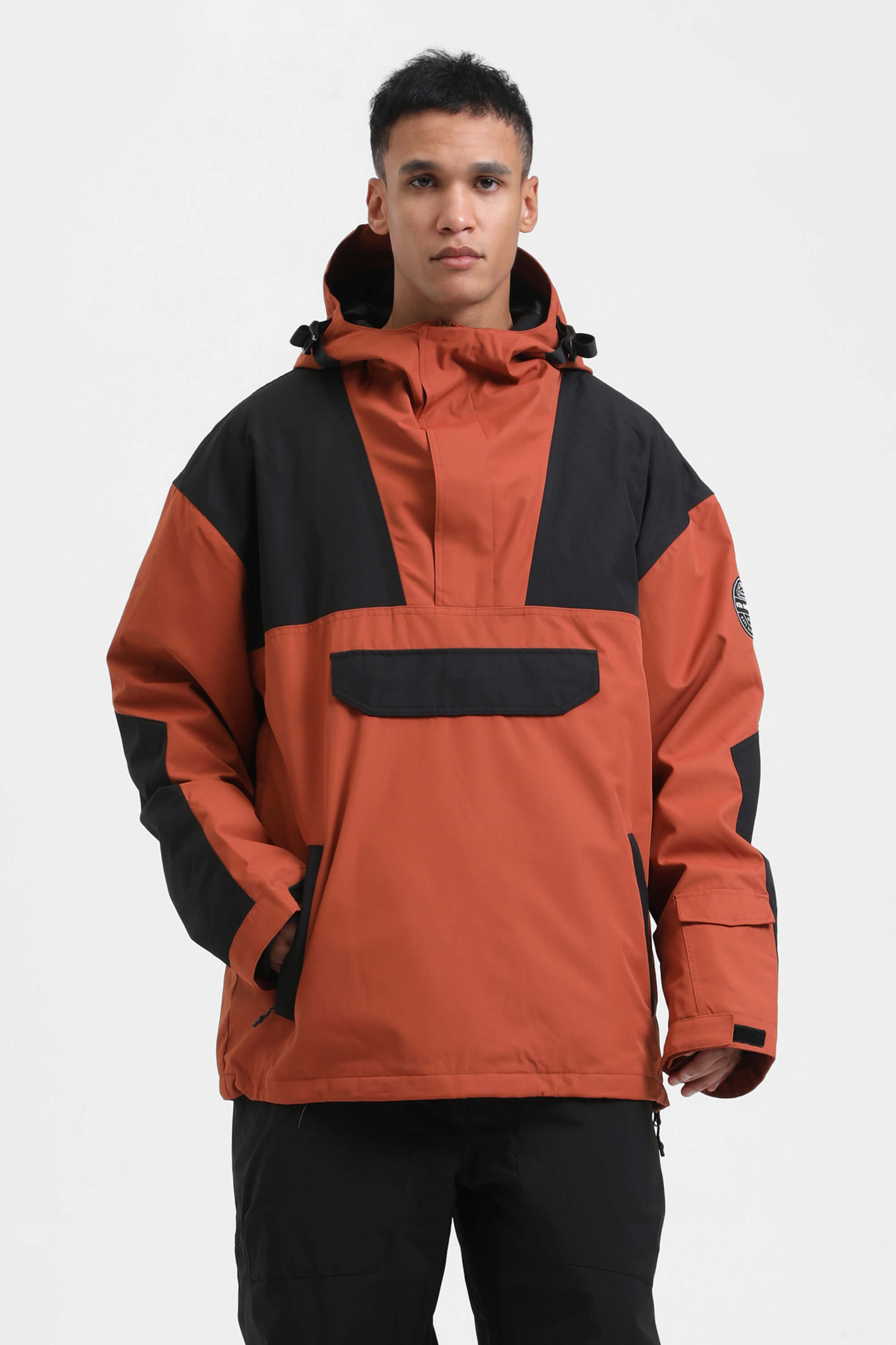 Men's Rust & Black Insulated Color-Block Ski Anorak Snow Anoraks Main image