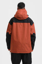 Men's Rust & Black Insulated Color-Block Ski Anorak Snow Anoraks
