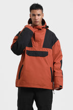 Men's Rust & Black Insulated Color-Block Ski Anorak Snow Anoraks