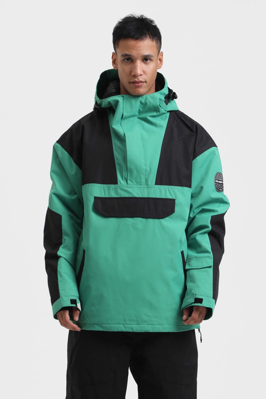 Men's Rust & Black Insulated Color-Block Ski Anorak Snow Anoraks