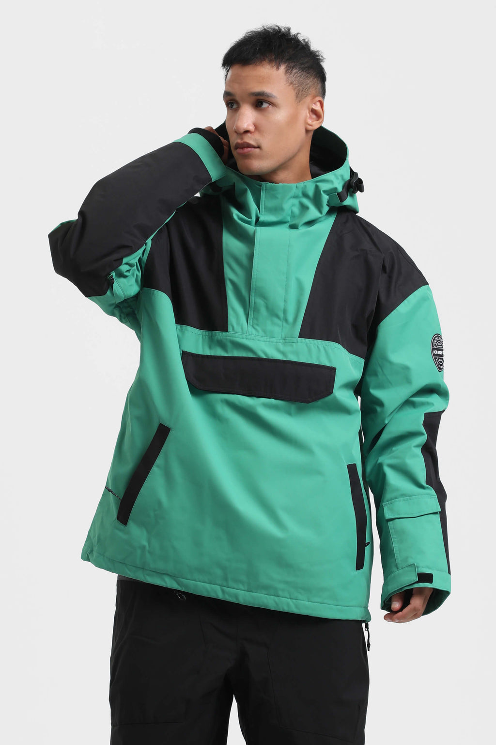 Men's Blue & Black Insulated Color-Block Ski Anorak Snow Anoraks